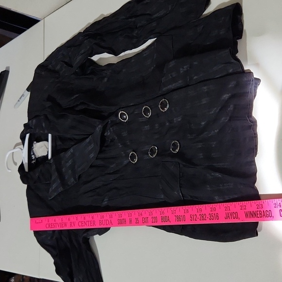 All That Jazz Blazer Womend Size 3 4 Black   Jacket Pinstripe - Picture 4 of 5